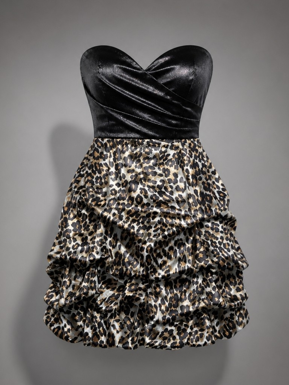 Vintage Y2K Studio Y Strapless Leopard Print Homecoming Party Mini Dress 4076